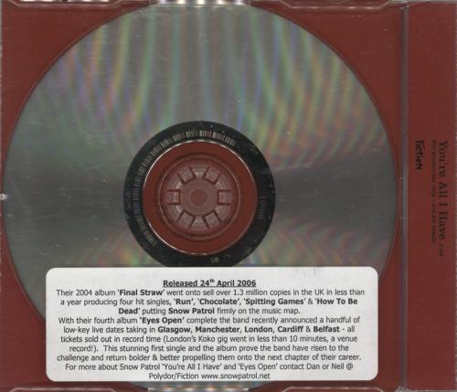 Snow Patrol You're All I Have CD single (CD5 / 5") UK OWPC5YO436975