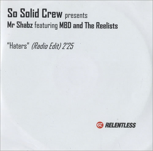 So Solid Crew Haters CD-R acetate UK SDCCRHA473477