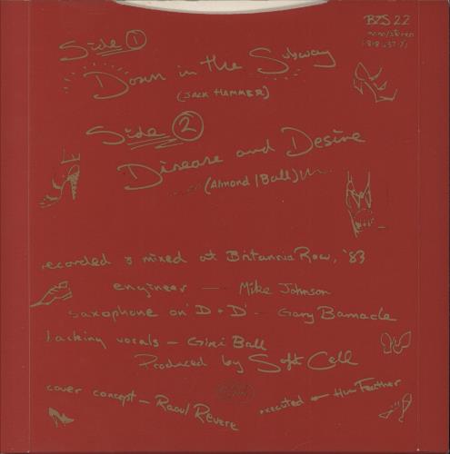 Soft Cell Down In The Subway - Solid 7" vinyl single (7 inch record / 45) UK SOF07DO57433