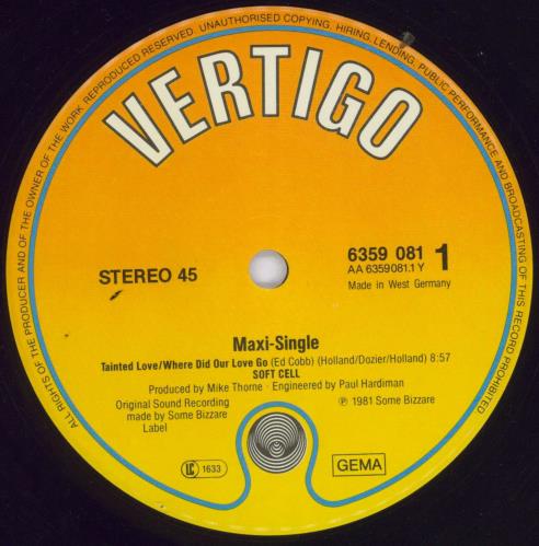 Soft Cell Tainted Love 12" vinyl single (12 inch record / Maxi-single) German SOF12TA831592