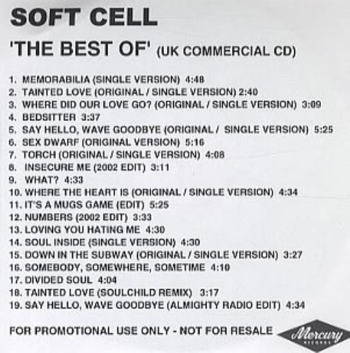 Soft Cell The Bast Of CD-R acetate UK SOFCRTH216663