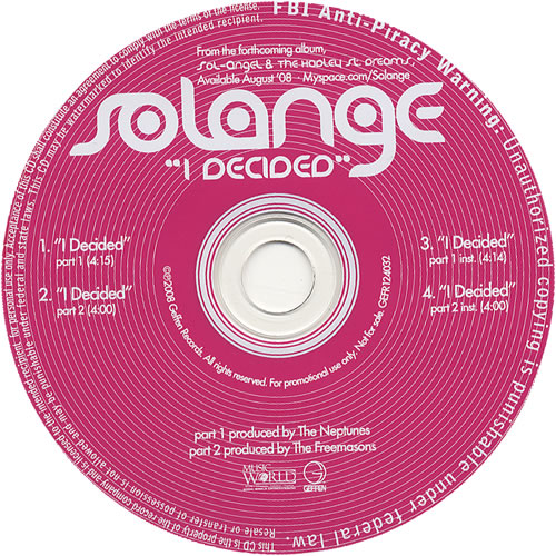Solange Knowles I Decided CD single (CD5 / 5") US S/KC5ID444102