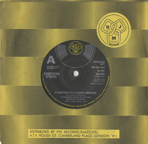 Something Special It Happened On A Sunday Morning 7" vinyl single (7 inch record / 45) UK S5P07IT484102
