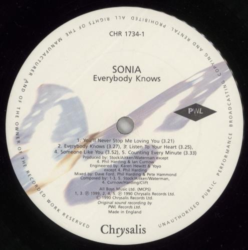Sonia Everybody Knows vinyl LP album (LP record) UK SNILPEV661838