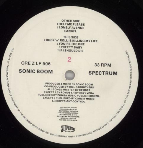 Sonic Boom Spectrum - Revolving Plastic Sleeve - VG vinyl LP album (LP record) UK SNBLPSP875674