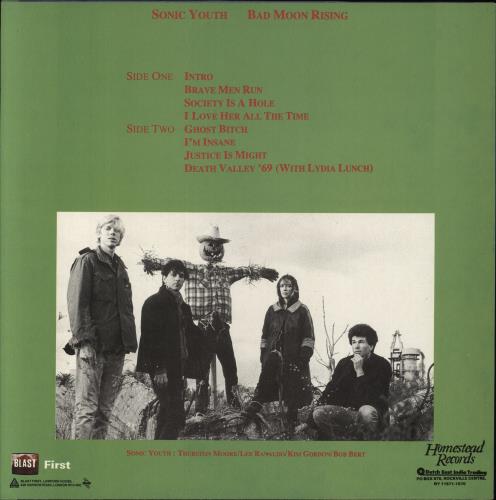 Sonic Youth Bad Moon Rising vinyl LP album (LP record) UK S-YLPBA852819