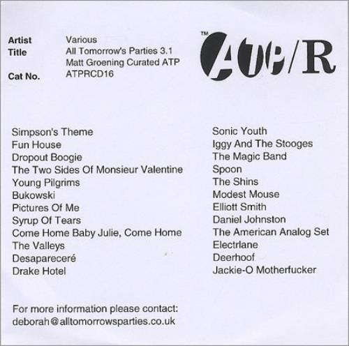 Sonic Youth Simpson's Theme CD-R acetate UK S-YCRSI390968