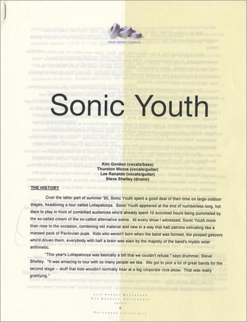 Sonic Youth Washing Machine media press pack US S-YPPWA74620
