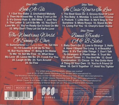 Sonny & Cher Look At Us - The Wondrous World Of - In Case You're In Love 3-CD album set (Triple CD) UK S+C3CLO881845