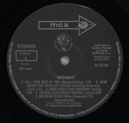 Sonny & Cher Regreso vinyl LP album (LP record) Spanish S+CLPRE883063