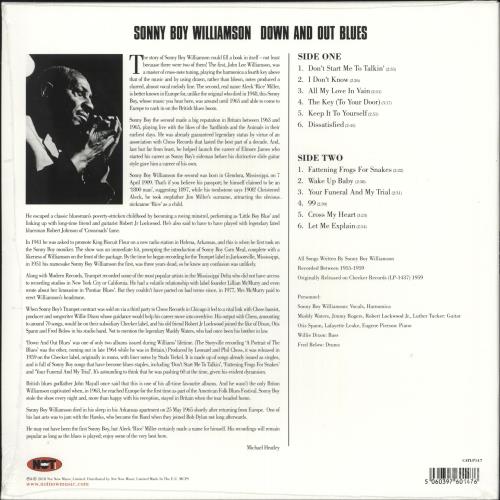 Sonny Boy Williamson Down And Out Blues - 180gm Vinyl - Sealed vinyl LP album (LP record) UK SBNLPDO729645