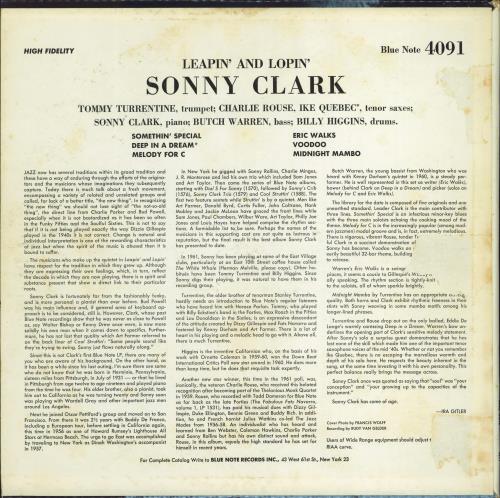 Sonny Clark Leapin' And Lopin' vinyl LP album (LP record) US SO3LPLE777389