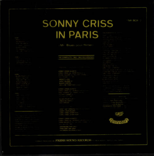 Sonny Criss In Paris - The Complete 1962-1963 Recordings box set Spanish S~CBXIN520936