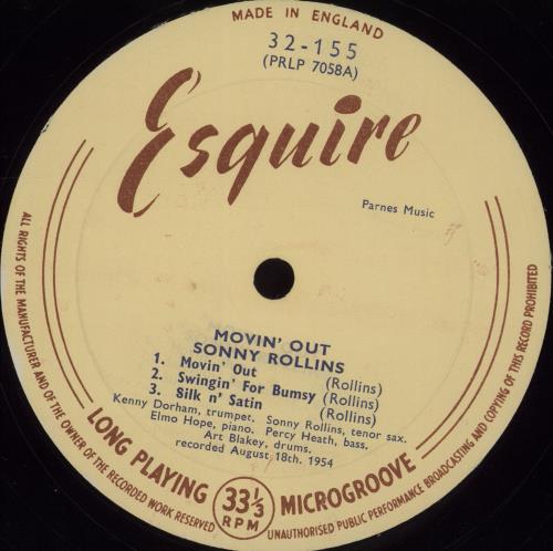 Sonny Rollins Movin' Out vinyl LP album (LP record) UK SOZLPMO542168