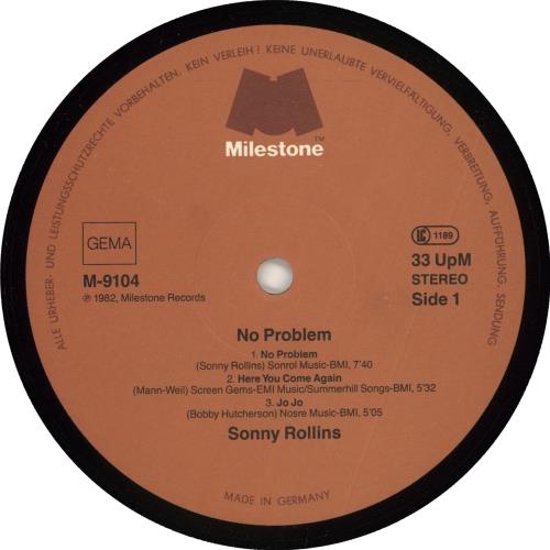 Sonny Rollins No Problem vinyl LP album (LP record) German SOZLPNO722830