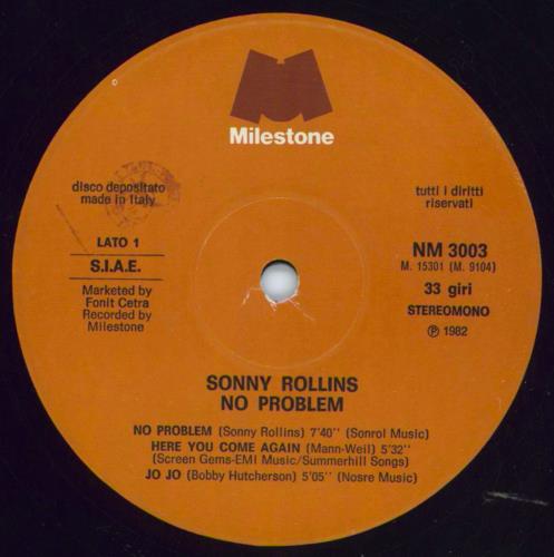 Sonny Rollins No Problem vinyl LP album (LP record) Italian SOZLPNO802156