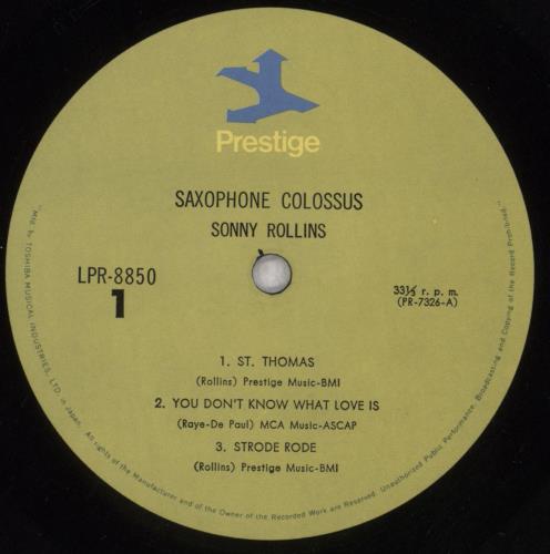 Sonny Rollins Saxophone Colossus + Obi vinyl LP album (LP record) Japanese SOZLPSA844411