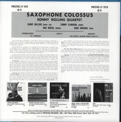 Sonny Rollins Saxophone Colossus - 180gm vinyl LP album (LP record) UK SOZLPSA844408