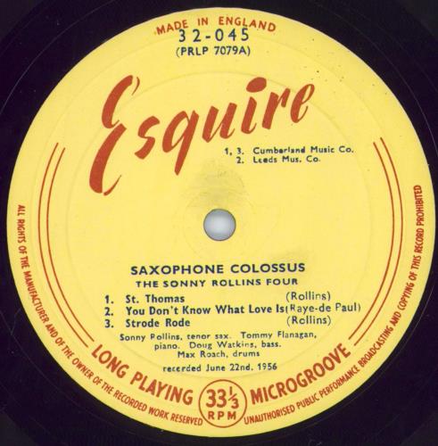 Sonny Rollins Saxophone Colossus - Front Laminted Sleeve vinyl LP album (LP record) UK SOZLPSA802324
