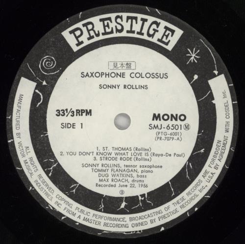 Sonny Rollins Saxophone Colossus vinyl LP album (LP record) Japanese SOZLPSA883986