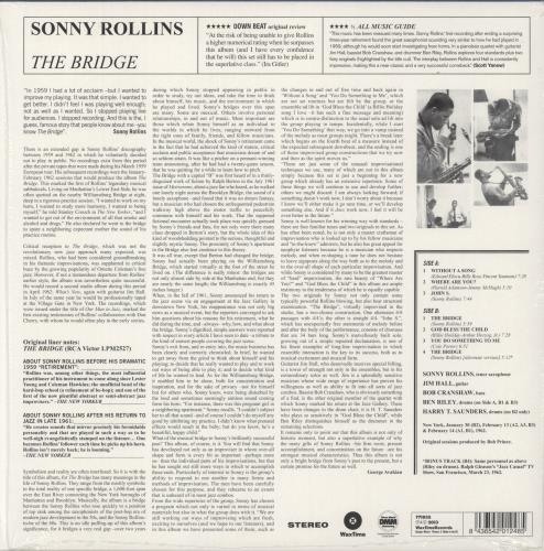 Sonny Rollins The Bridge - 180 Gram Vinyl - Shrink vinyl LP album (LP record) UK SOZLPTH869808