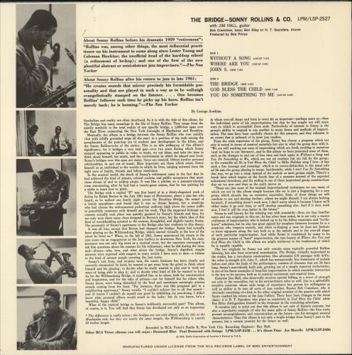 Sonny Rollins The Bridge - 180gm vinyl LP album (LP record) US SOZLPTH399113