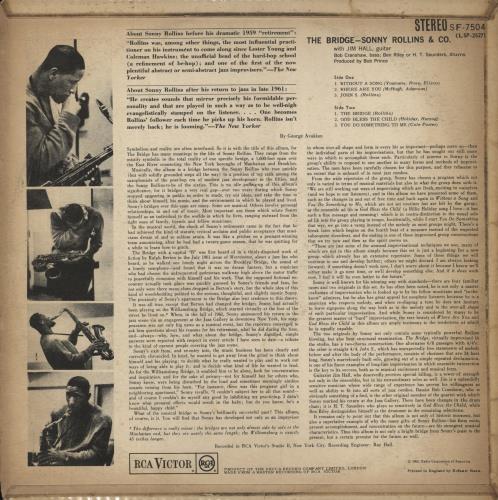 Sonny Rollins The Bridge - 1st - VG vinyl LP album (LP record) UK SOZLPTH737054