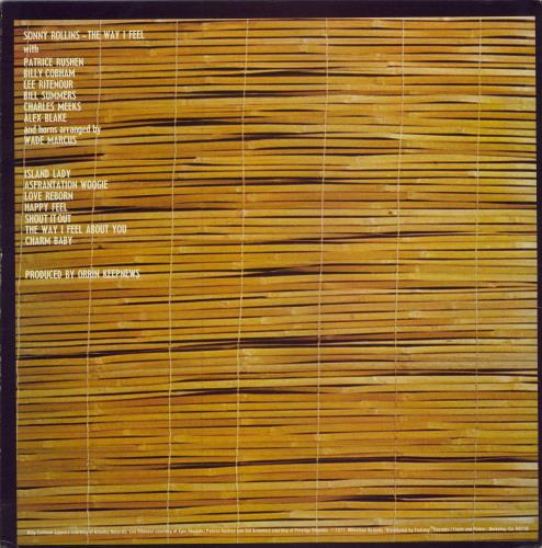 Sonny Rollins The Way I Feel vinyl LP album (LP record) US SOZLPTH781624