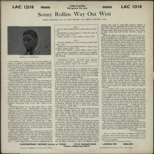 Sonny Rollins Way Out West vinyl LP album (LP record) UK SOZLPWA578082