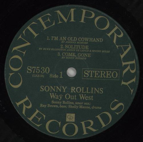 Sonny Rollins Way Out West vinyl LP album (LP record) US SOZLPWA735910