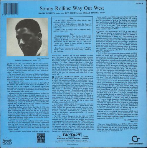 Sonny Rollins Way Out West vinyl LP album (LP record) South African SOZLPWA789050
