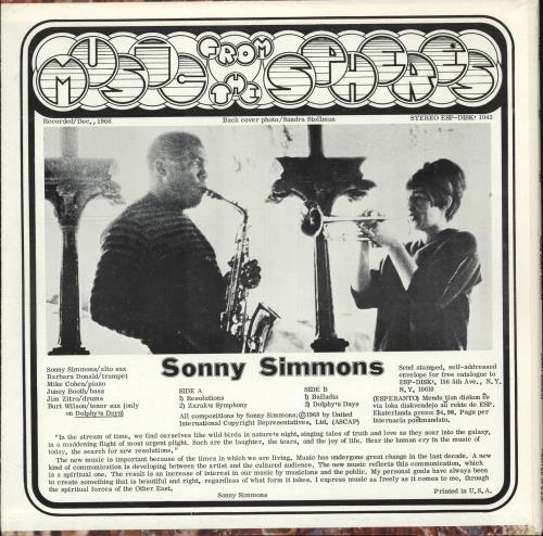 Sonny Simmons Music From The Spheres vinyl LP album (LP record) US U26LPMU706074