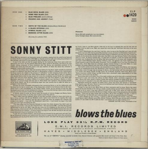 Sonny Stitt Blows The Blues - 1st vinyl LP album (LP record) UK SS8LPBL687672
