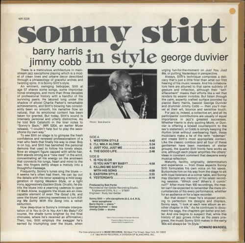 Sonny Stitt In Style vinyl LP album (LP record) US SS8LPIN472816