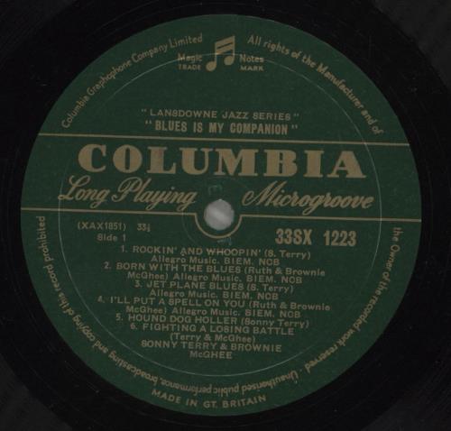 Sonny Terry Blues Is My Companion vinyl LP album (LP record) UK RR7LPBL528487