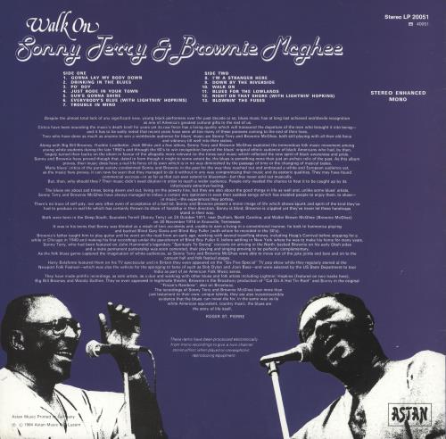 Sonny Terry Walk On vinyl LP album (LP record) UK RR7LPWA743180