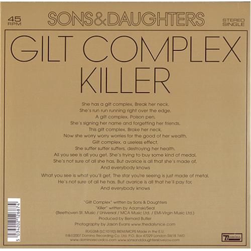 Sons And Daughters Gilt Complex 7" vinyl single (7 inch record / 45) UK SB707GI417105