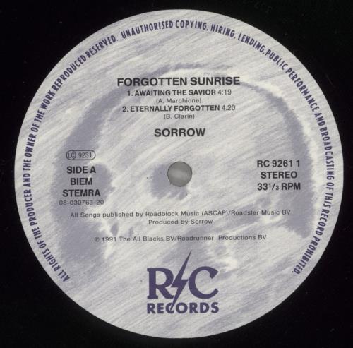 Sorrow Forgotten Sunrise - VG 12" vinyl single (12 inch record / Maxi-single) Dutch -2712FO888753