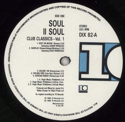 Soul II Soul Club Classics Vol. One - EX vinyl LP album (LP record) UK STSLPCL767169