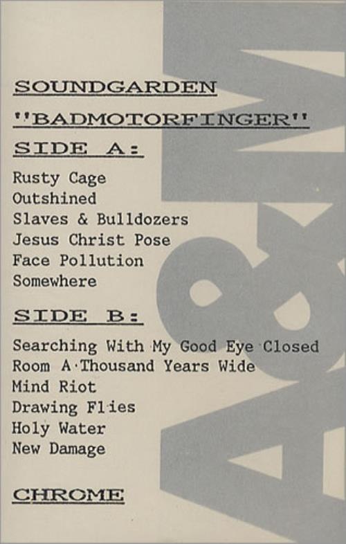 Soundgarden Badmotorfinger cassette album UK SOUCLBA262929