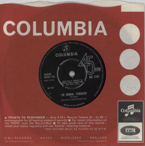 Sounds Incorporated I'm Comin' Through 7" vinyl single (7 inch record / 45) UK INQ07IM754258