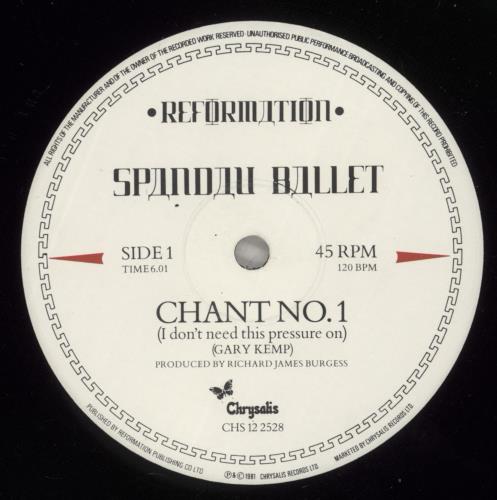 Spandau Ballet Chant No. 1 12" vinyl single (12 inch record / Maxi-single) UK SPB12CH27948