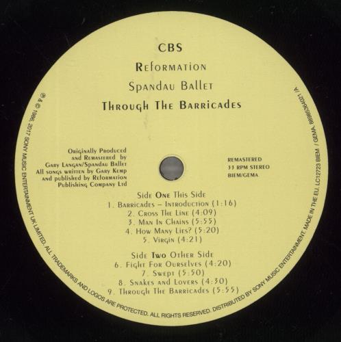 Spandau Ballet Through The Barricades vinyl LP album (LP record) UK SPBLPTH888209