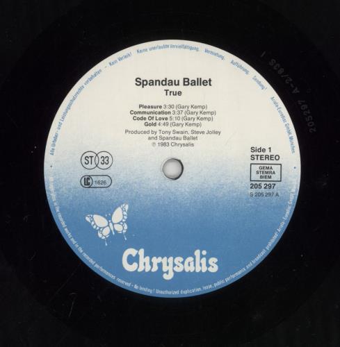 Spandau Ballet True vinyl LP album (LP record) German SPBLPTR676514
