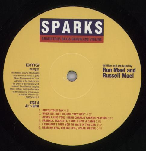 Sparks Gratuitous Sax & Senseless Violins - 180gm vinyl LP album (LP record) UK SPALPGR846202