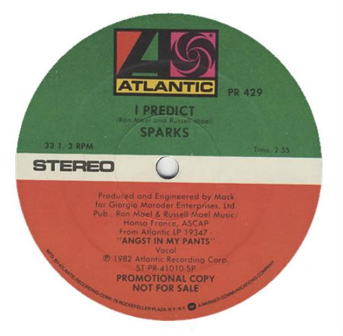 Sparks I Predict 12" vinyl single (12 inch record / Maxi-single) US SPA12IP58117