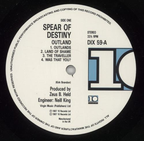 Spear Of Destiny Outland vinyl LP album (LP record) UK SODLPOU316395
