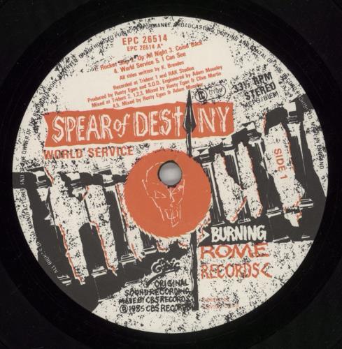 Spear Of Destiny World Service vinyl LP album (LP record) UK SODLPWO285256