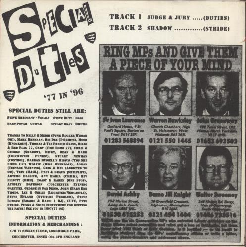 Special Duties Red Flag 77 / Special Duties 7" vinyl single (7 inch record / 45) German SZD07RE892049