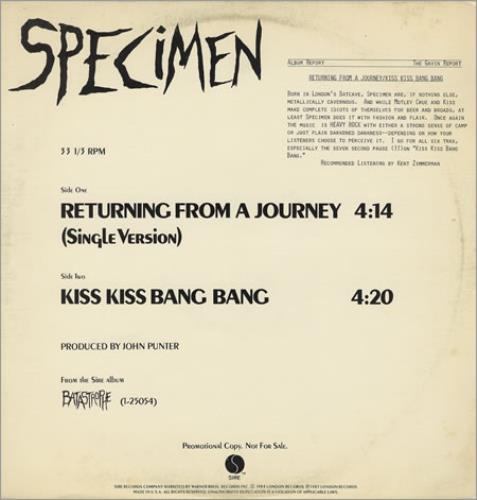 Specimen Returning From A Journey 12" vinyl single (12 inch record / Maxi-single) US EPC12RE277310